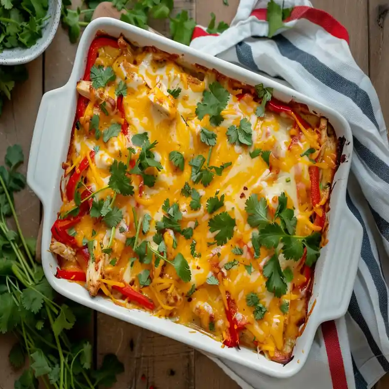 Chicken Fajita Casserole Recipe – Easy, Cheesy, and Meal-Prep Ready