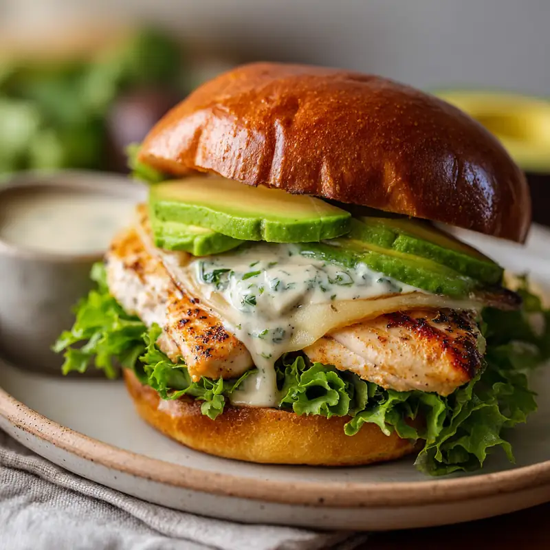 Easy southwest chicken sandwich with avocado and chipotle mayo