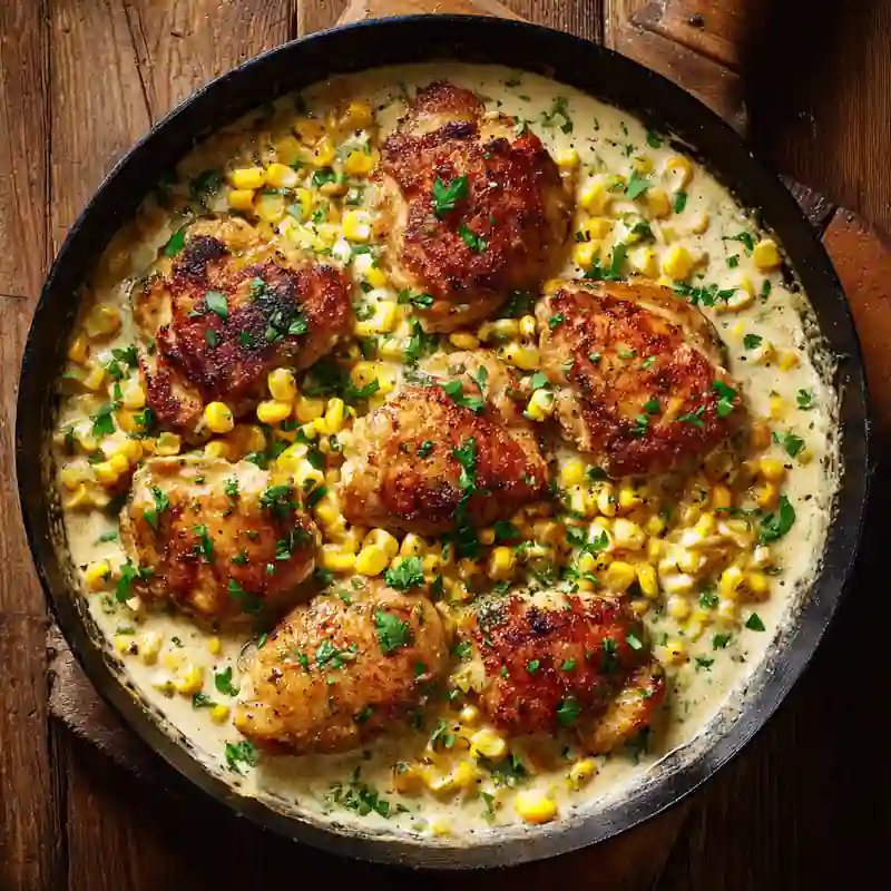 creamy chicken and corn skillet in one pan
