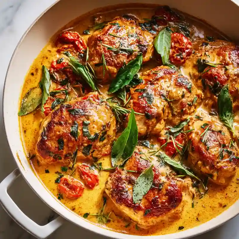 Creamy Tomato Basil Chicken Skillet – Easy Mediterranean Dinner